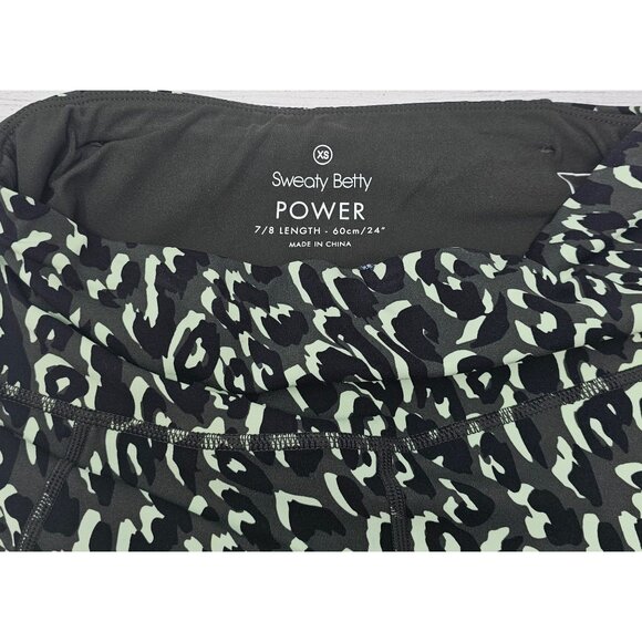 Sweaty Betty Green Leopard Power Leggings w/pocket Size XS 7/8 - Picture 7 of 7